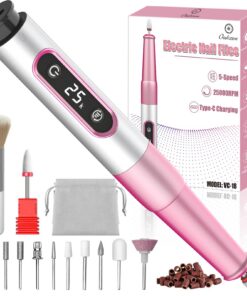 Oukzon 13 in 1 Elektrische Nagelfeile für Gelnägel USB Wiederaufladbare Maniküre Set Fräser 25000 U/Min 5 Gear Elektrisc