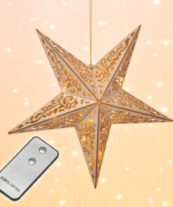 Spetebo LED Holz Weihnachtsstern - Fensterdekoration für Weihnachten - Beleuchtung und Deko