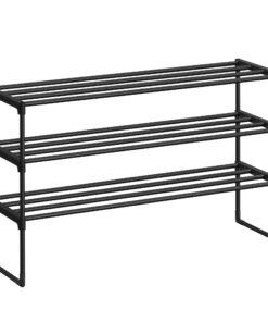 SONGMICS 3-Ebenen-Schuhregal für Schuh-Organizer, LSA303B02, schwarz, 16-20 Paar Schuhe, Flur, umdrehbar, Metallrustikal