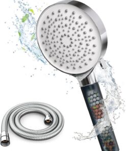 Newentor Duschkopf mit Schlauch und Filter - Lebenslanger Schlauch und Filterperlen - Hautschutz für hartes Wasser - 99%