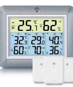 Urageuxy Wetterstation Funk mit 3 Außensensor -Perfect für Gartenliebhaber mit 100m Reichweite, Anzeige MIN/MAX, Einfach
