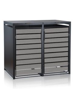 Zelsius Mülltonnenbox 2er Set | Anthrazit Farbe | Gartenmülltonnenverkleidung mit Tür | Erweiterungsmöglichkeit | 132x80