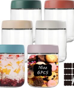 6er Pack 500ml Einmachgläser mit Schraubdeckel und Luftdichtem Design für Marmelade- und Nacht-Milch-Vorbereitung
