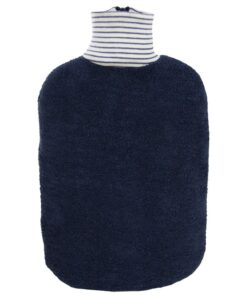 Hugo Frosch Öko-Wärmflasche Classic 2,0l - Made in Germany - Bio-Baumwollbezug Marine-Blau - auslaufsichere & geruchsneu