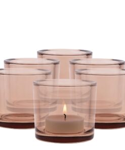 TREND FOR HOME Glas Kerzenständer Beige | 6 Stück | 250 ml Hutgröße | Bunte Teelichter | Kerzen Gießen Luna