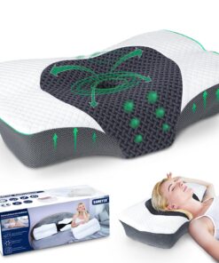 SAHEYER Ergonomisches Nackenkissen, Orthopädisches Support-Kissen für Seiten, Rücken & Bauchschläfer 60 x 40 x 13/11 cm