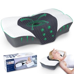 SAHEYER Ergonomisches Nackenkissen, Orthopädisches Support-Kissen für Seiten, Rücken & Bauchschläfer 60 x 40 x 13/11 cm