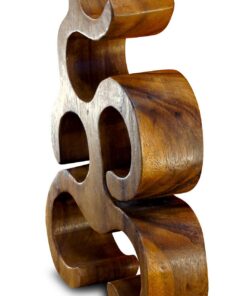 Kinaree Weinregal aus Holz für 6 Flaschen – handgefertigt aus Suar Massivholz – asiatisches Design