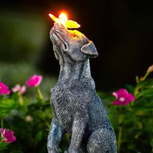 Yeomoo Hund Figuren mit Schmetterling-Solar-Deko für Außen: Wasserdichte Garten-Deko für Hunde-Besitzer und Geschenke fü