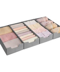 SONGMICS Unterwäsche-Organizer 4er Set für IKEA PAX Kleiderschrank faltbar 50x22x10cm taubengrau