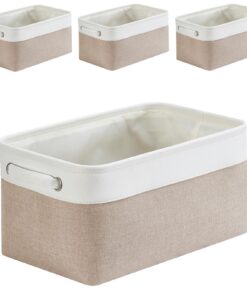 Mangata Helles Khaki weiß 4Pcs aufbewahrungsbox mit Griff für Spielzeug und Kleidung