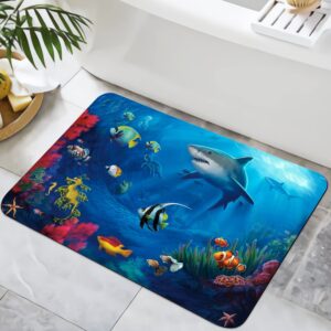 YISUMEI Rutschfester Badezimmerteppich für Haie 42x60 cm Absorbierend und Waschbar