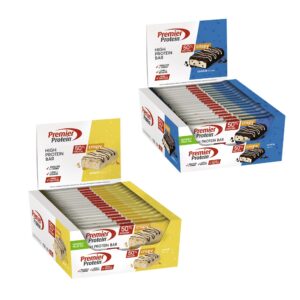 Premier Protein – High Protein Bars – Crispy Peach und Cookie (16x40g) für Athleten auf der Jagd nach Kraft und Energie