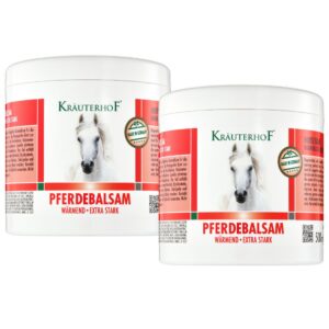 Kräuterhof Pferdebalsam Wärmend Extra Stark DUO - Durchblutungsfördernde Wärmesalbe,Massage-Gel für Gelenkkontrolle & Ve
