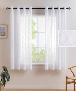 MIULEE Weissfarbige Voile Vorhänge für Wohnzimmer und Schlafzimmer - Luftig und Lichtdurchlässig 2er Set 160 x 140cm