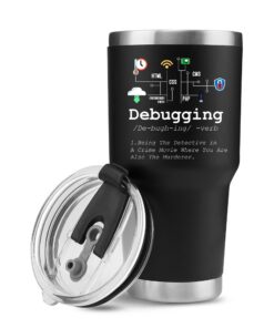 Panvola 'Debugging Definition' Computer Programmiergeschenk für Studenten, Lehrer und Programmentäre (30 oz Blechflasche
