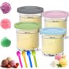 Creami Behälter 4er-Set für Ninja Eismaschine NC301,NC300,NC299AMZ - Farbige Eisbecher mit 4 Pcs Löffeln - Speiseeis Beh