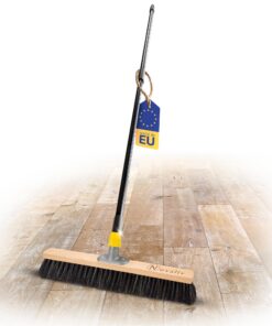 Novaliv Softborsten Besen schwarz I Teleskopstiel I 50 cm I Terrassenschliff I Hofbesen
