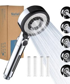 Nafall Hochdruck Duschkopf mit Filter für Schwermetall, Harte Wasser, Rest-Chlor und Bakterienausschluss 5 Modi Wassersp