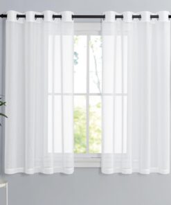 PONY DANCE Transparente Scheibengardinen 2er Set Küche Weiße OEKO-TEX STANDARD 100 H 114 x B 140 cm