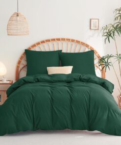 WAVVE Bettwäsche 155x220 3teilig Smaragdgrün - Weiche ÖKO-TEX Mikrofaser Bettwäsche mit Reißverschluss für Comfortable S
