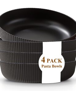 Kyraton Unzerbrechliche Kunststoff-Schalen Set von 4 - 1,1L Schwarz für Suppe, Salat und Pasta - Ideal für zu Hause, Res