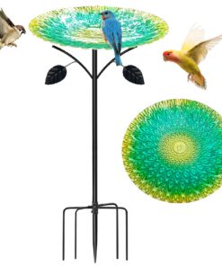 Stehende Vogeltränke Garten Metall 83cm Winterfest | Antike Wassertränke für Vögel Stehend Garten På 5-Zackigen Sockel