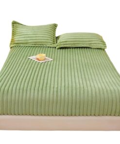 Elastisches Milk Velvet Spannbettlaken für Matratze und Tagesdecke weich wie Flausch(Green, 90 * 200cm)