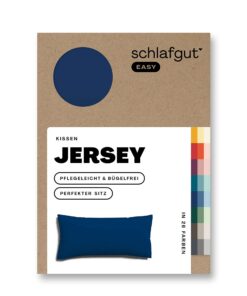 Schlafgut Easy Jersey Kissenbezug 40x80 cm Blue Deep, superweicher & atmungsaktiver Kopfkissenbezug mit 100% Baumwolle