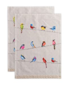 Hermine Birdies On Wire Küchentücher 100% Baumwolle OEKO-TEX STANDARD 100 2er-Set 50 cm x 70 cm