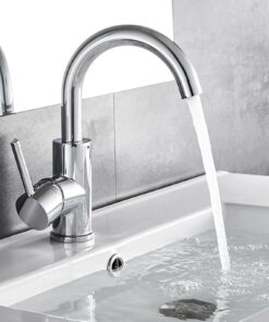 Auralum Hoch Messing chrom Wasserhahn Bad 360 grad drehbar, Waschtischarmatur Hoch für Badezimmer/Küche, 60CM Schlaucs E