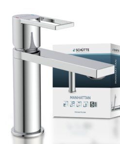 SCHÜTTE Waschtischarmatur MANHATTAN 33010 - Chrom - Mischbatterie Waschbecken, Einhebelmischer Badezimmer mit Pop Up Abf