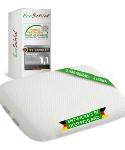 EcoSchlaf® OrthoDual Orthopädisches Kissen für Seitenschläfer - Ergonomisches Nackenstützkissen - OEKO-TEX STANDARD 100
