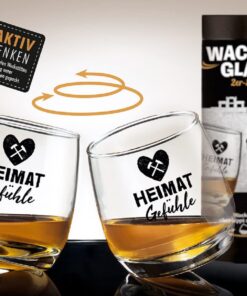 GILDE 44269-2er Set Wackelglas Heimat Gefühle | Spülmaschinenfest | Hochwertiges Glas | Für Gläserliebhaber | Festliches