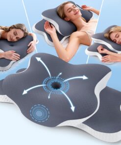 Ergonomisches Memory Foam Nackenkissen mit Kühleffekt - Orthopädisches Anti-Schnarch Kissen für Seiten-, Rücken- & Bauch