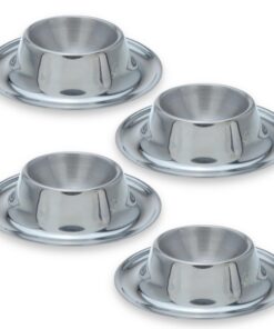 MIJOMA 4 Stück Edelstahl Eierbecher Silber Matt - Rostfrei Spülmaschinenfest Stapelbar