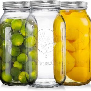 Tebery 3 Stück Einweckgläser 64oz Wide Mouth Mason Jars für Canning und Fermentierenuleder "user Tebery 3 Stück 1.9L Ei