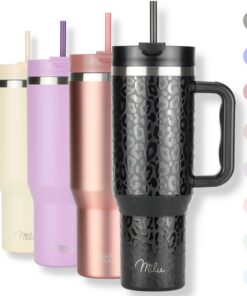 Milu Thermobecher 1,2L - doppelwandig isoliert, Edelstahl, 48h Eis/24h kalt/12h heiß - Black Leopard (1,2L) Milu Therm