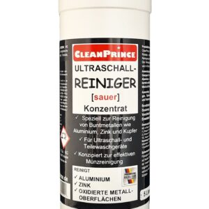 CleanPrince Ultraschallreiniger - Buntmetalle Reinigen | Hochwertiger Konzentrat - Aluminium, Zink, Kupfer, Münzen | Oxi