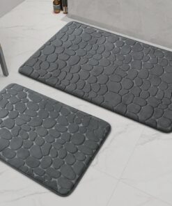 Chakme Anti-Rutsch-Badematten Set dick, absorbierend waschbar dunkelgrau für Bad, WC und Boden