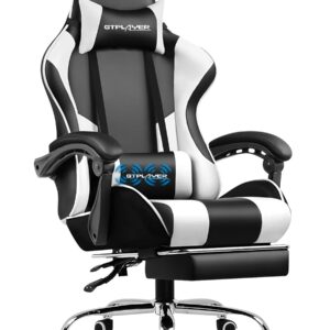 GTPLAYER Gaming Stuhl + Massage + Ergonomischer + Gamer + Büros + weiß
