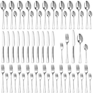 Targzier Edelstahl Essbesteck Set 12 Personen, Hochwertiges Spiegelpoliertes Silber Besteck, Spülmaschinenfest, Premium