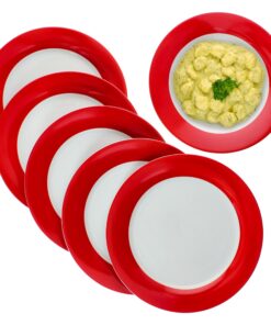 MamboCat Speiseteller 6er Set Variant Rot - Bunte Porzellan-Teller für 6 Personen