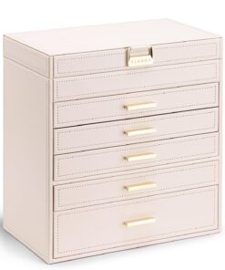 Vlando große Schmuckschatulle mit 6 Ebenen - Organize dein Schmuck für Damen - perfekt zum Geburtstag - Rosa Vlando gr