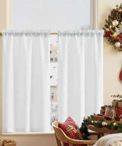 TOPICK Vorhänge Leinenoptik 2er Set Weiss Qualität für Wohnzimmer