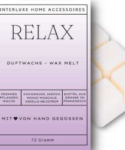 Interluxe Relax Duftwachs für angenehme Umgebung melts 100% pflanzlich Waxmelt