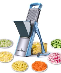 ONCE FOR ALL Gemüseschneider mit Auffangbecken - Nachhaltiger Würfelschneider Julienner für Pommes & Gurken (Dunkelblau/
