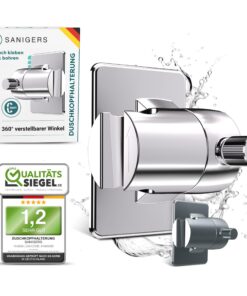 SANIGERS® Bohrenlose Duschkopfhalterung I EXTRA STARKER HALT I Duschraumegraushalter ohne Bohren (chrom) SANIGERS® Boh