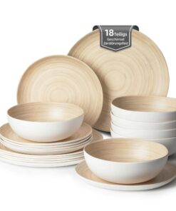 Melamin Campinggeschirr Set für 6 Personen 18 Stück - Unzerbrechlich für Outdoor Picknick RV Camping