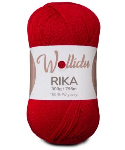Wollidu Rika Garn Kirsche Rot für Häkeln und Stricken | Wollidu 100% Polyacryl Häkelgarn 300g / 798m Kirsche Rot | Woll